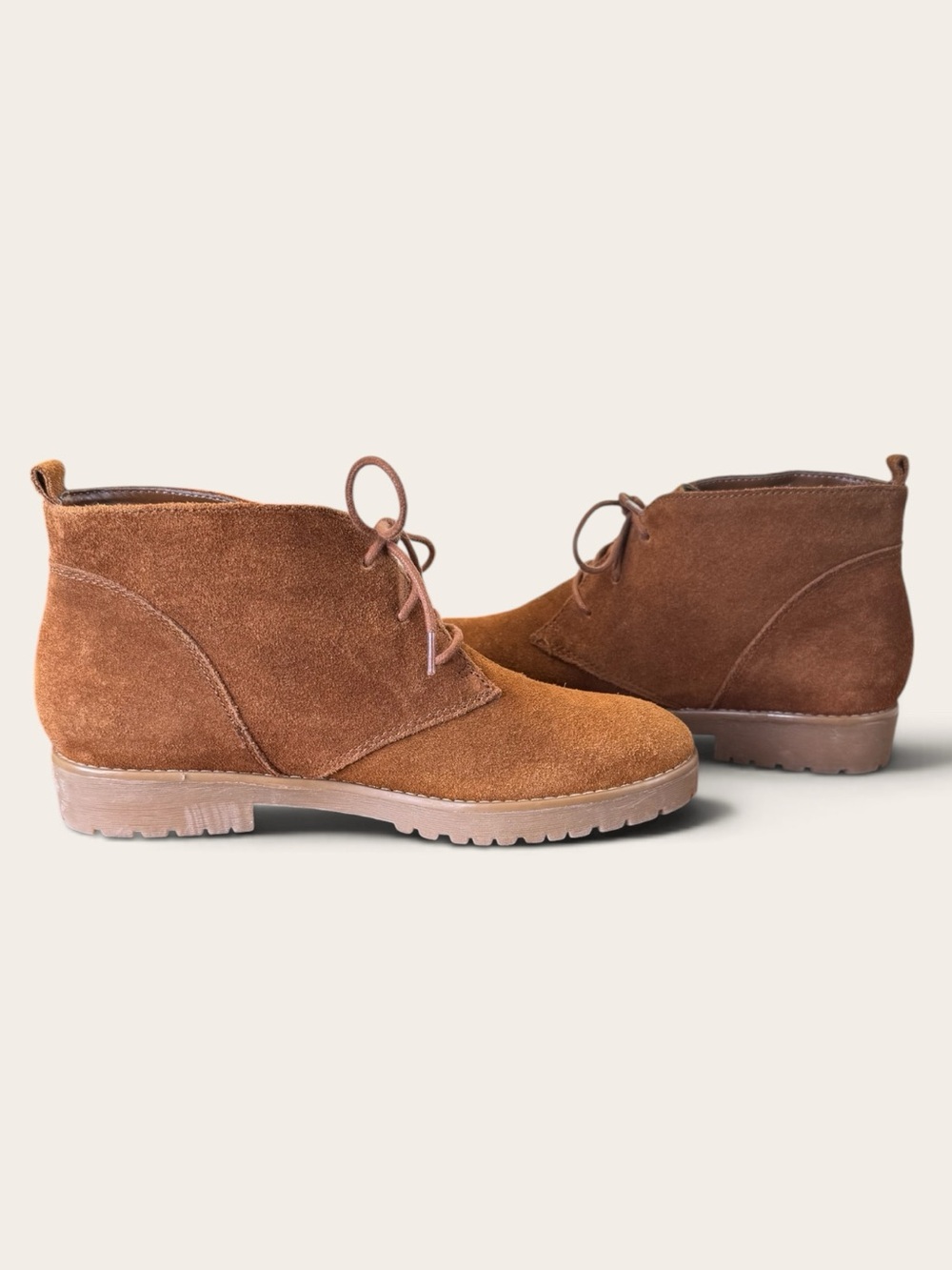 Ralph Lauren Tan Suede Lace-Up Ankle Boots
